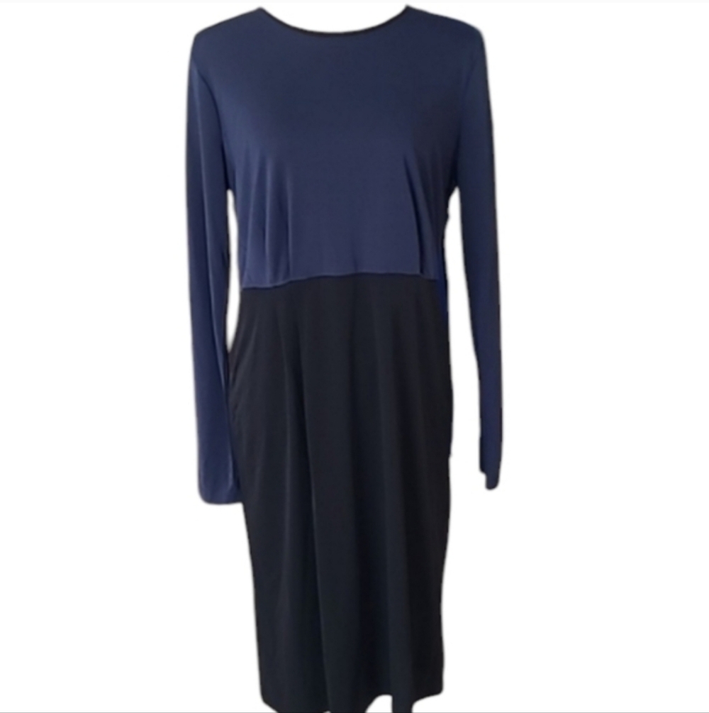 NWT Jones New York Twilight Black Two Tone Long Sleeve Dress